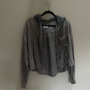 American Eagle Distressed Flannel Hoodie